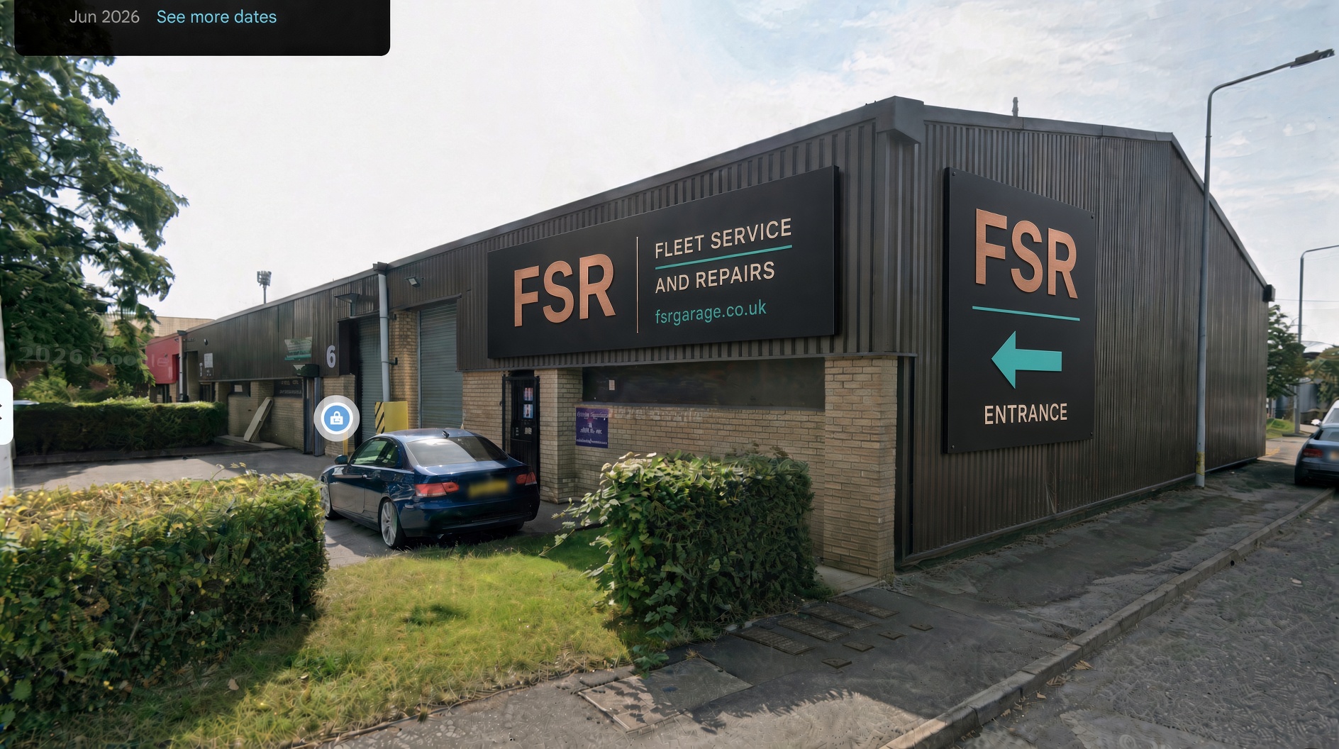 FSR signs on the front and the right wall of the unit