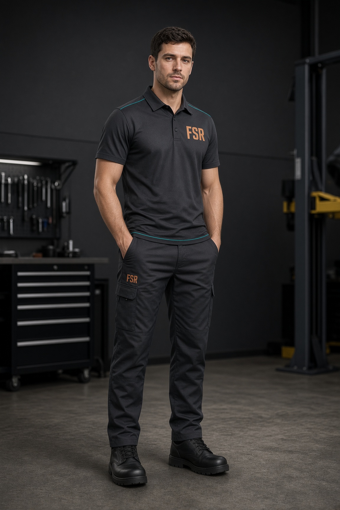 Men’s FSR workwear, front, copper FSR only